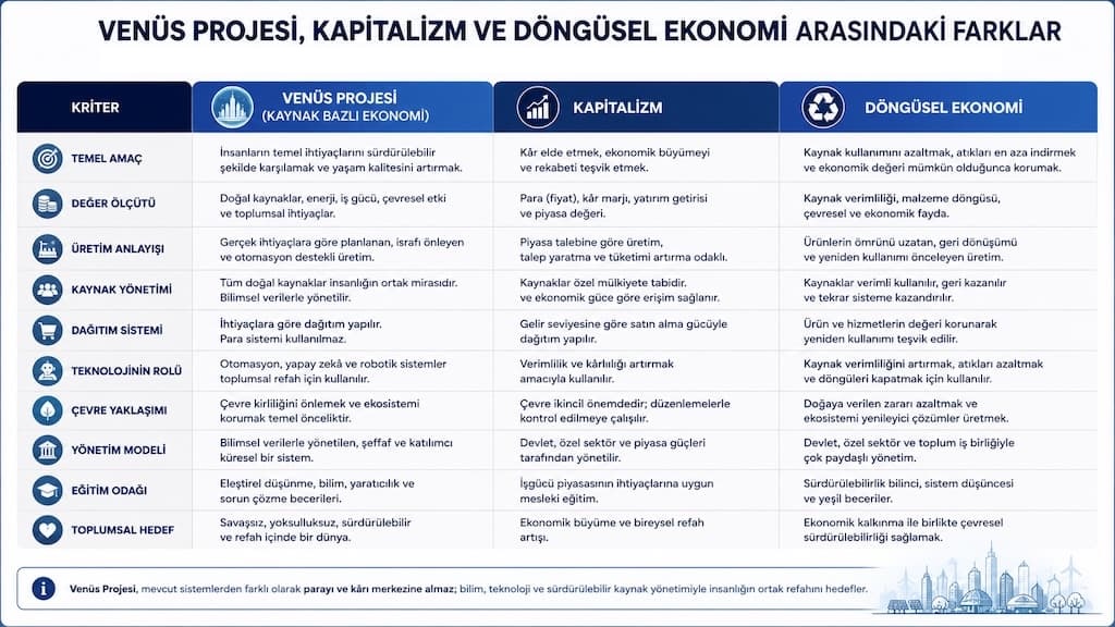 kaynak bazlı ekonomi - kapitalizm- döngüsel ekonomi karşılaştırması