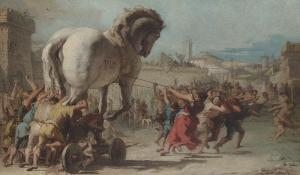 Giovanni Domenico Tiepolo, The Procession of the Trojan Horse in Troy