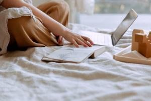woman using laptop