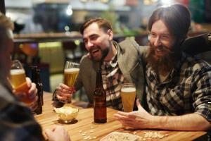 friends beer smiling