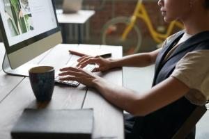 person using laptop